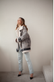 Women's jacket made of natural gray sheepskin in VINTAGE style